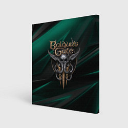 Холст квадратный Baldurs Gate 3 logo green geometry, цвет: 3D-принт