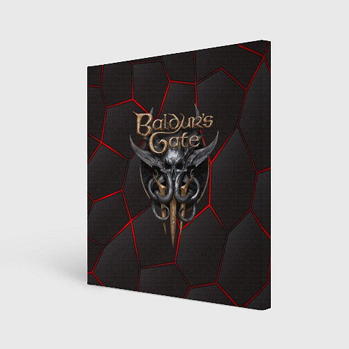 Картина квадратная Baldurs Gate 3 logo red black geometry / 3D-принт – фото 1