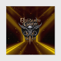 Холст квадратный Baldurs Gate 3 logo black gold, цвет: 3D-принт — фото 2