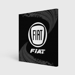 Холст квадратный Fiat speed на темном фоне со следами шин, цвет: 3D-принт