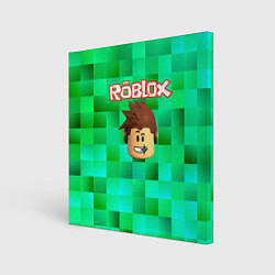 Холст квадратный Roblox head на пиксельном фоне, цвет: 3D-принт