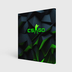 Холст квадратный CSGO green texture logo, цвет: 3D-принт