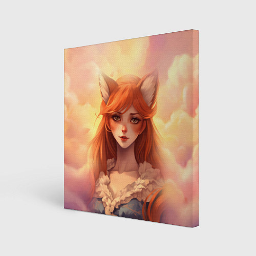 Картина квадратная Рыжая девушка лисица / 3D-принт – фото 1