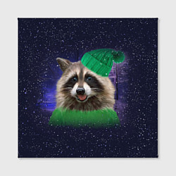 Холст квадратный Зимний енотик в шапочке, цвет: 3D-принт — фото 2