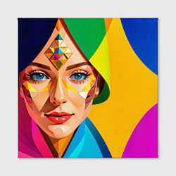 Холст квадратный Девушка лицо с ромбическим орнаментом, цвет: 3D-принт — фото 2