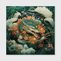 Холст квадратный Облачный дракон Irezumi, цвет: 3D-принт — фото 2