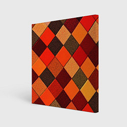 Холст квадратный Шахматка красно-коричневая, цвет: 3D-принт