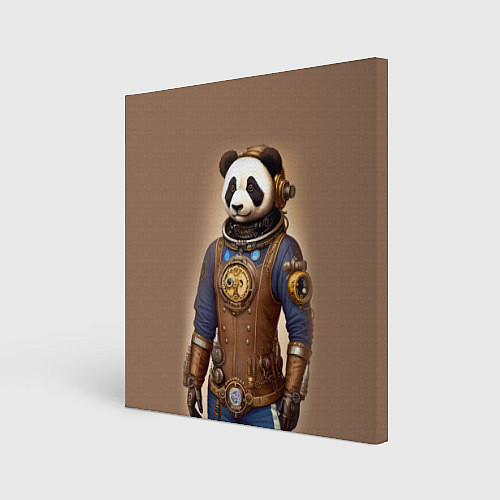 Картина квадратная Крутой панда в стиле стимпанк - нейросеть / 3D-принт – фото 1