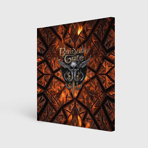 Картина квадратная Baldurs Gate 3 logo fire / 3D-принт – фото 1