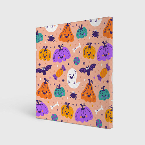 Картина квадратная Halloween - pumpkins and ghosts / 3D-принт – фото 1