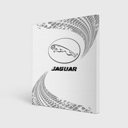 Холст квадратный Jaguar speed на светлом фоне со следами шин, цвет: 3D-принт