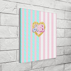 Холст квадратный Кен плюс Барби: сплит розовых и голубых полосок, цвет: 3D-принт — фото 2