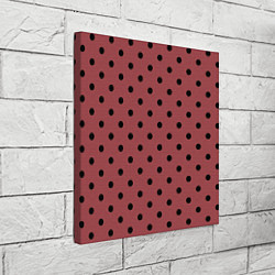 Холст квадратный Чёрный горошек на тёмно-розовом, цвет: 3D-принт — фото 2