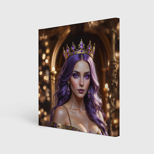Картина квадратная Девушка с фиолетовыми волосами в короне / 3D-принт – фото 1