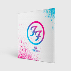 Холст квадратный Foo Fighters neon gradient style, цвет: 3D-принт