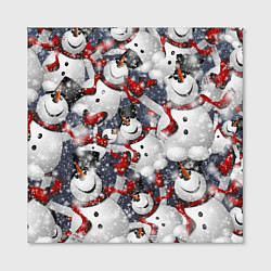 Холст квадратный Зимний паттерн со снеговиками, цвет: 3D-принт — фото 2