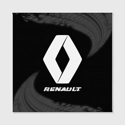 Холст квадратный Renault speed на темном фоне со следами шин, цвет: 3D-принт — фото 2