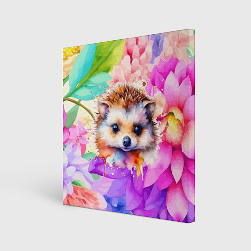 Картина квадратная Ежик в цветах / 3D-принт – фото 1