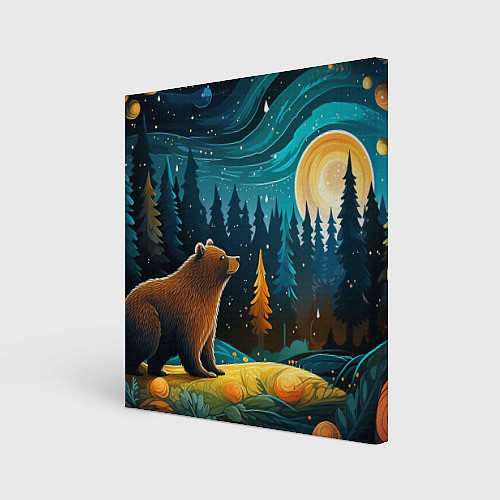 Картина квадратная Хозяин тайги: медведь в лесу / 3D-принт – фото 1