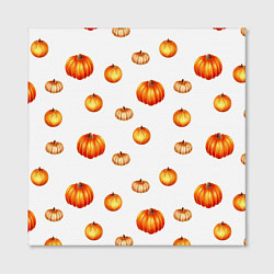 Холст квадратный Оранжевые тыквы - паттерн, цвет: 3D-принт — фото 2