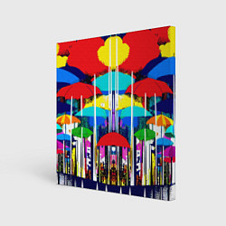 Холст квадратный Mirror pattern of umbrellas - pop art, цвет: 3D-принт