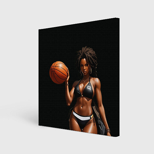 Картина квадратная Девушка с баскетбольным мячом / 3D-принт – фото 1