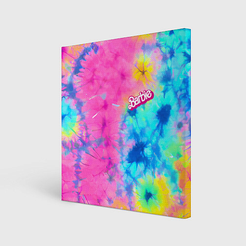 Картина квадратная Barbie - floral pattern - tie-dye / 3D-принт – фото 1
