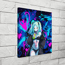 Холст квадратный Ребекка и граффити - киберпанк, цвет: 3D-принт — фото 2