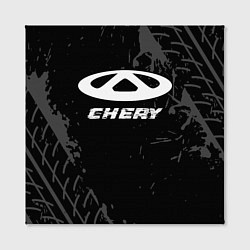 Холст квадратный Chery speed на темном фоне со следами шин, цвет: 3D-принт — фото 2