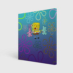 Холст квадратный Spongebob workout, цвет: 3D-принт