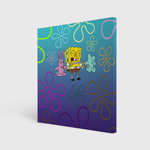 Картина квадратная Spongebob workout / 3D-принт – фото 1
