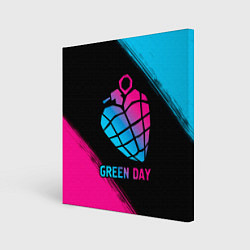 Холст квадратный Green Day - neon gradient, цвет: 3D-принт