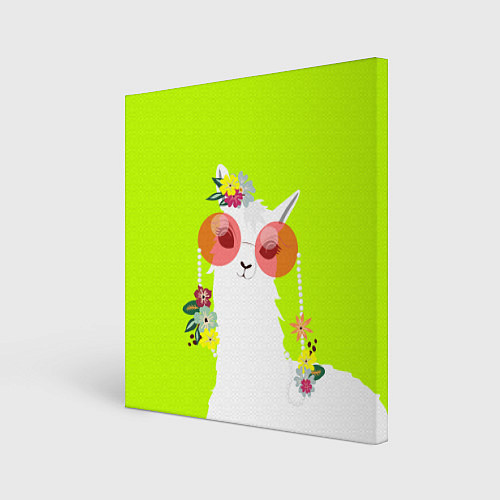 Картина квадратная Лама - альпака в розовых очках / 3D-принт – фото 1