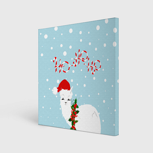 Картина квадратная Лама в роли Санта Клауса / 3D-принт – фото 1