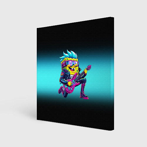 Картина квадратная Sponge Bob - rock guitarist - ai art / 3D-принт – фото 1