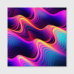 Холст квадратный Неоновый узор неоновая волна, цвет: 3D-принт — фото 2