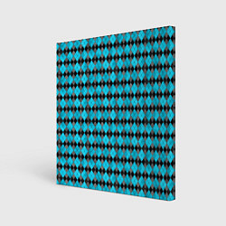 Холст квадратный Ромбик клссический черно голубой, цвет: 3D-принт