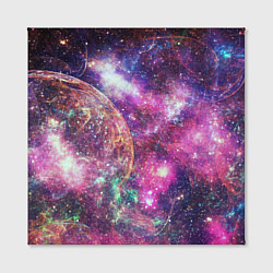 Холст квадратный Пурпурные космические туманности со звездами, цвет: 3D-принт — фото 2