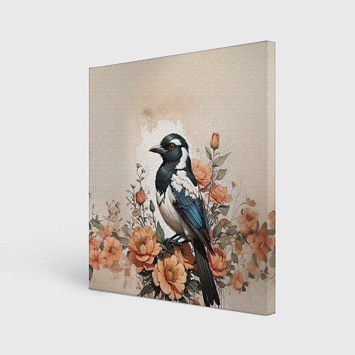 Картина квадратная Птица в цветах / 3D-принт – фото 1