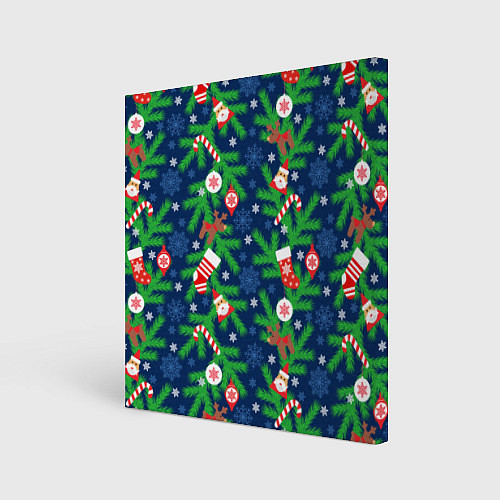 Картина квадратная Новогодние игрушки на ёлке / 3D-принт – фото 1