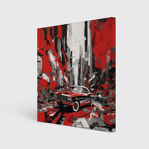 Картина квадратная Черно-красный автомобиль / 3D-принт – фото 1