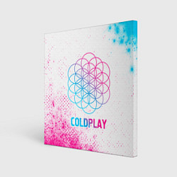 Холст квадратный Coldplay neon gradient style, цвет: 3D-принт