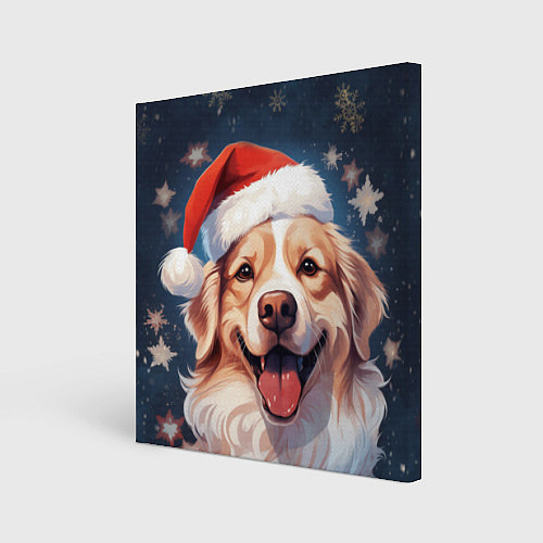 Картина квадратная New Years mood from Santa the dog / 3D-принт – фото 1