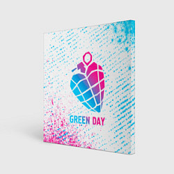Холст квадратный Green Day neon gradient style, цвет: 3D-принт