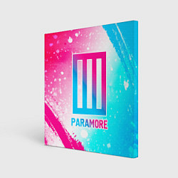 Холст квадратный Paramore neon gradient style, цвет: 3D-принт