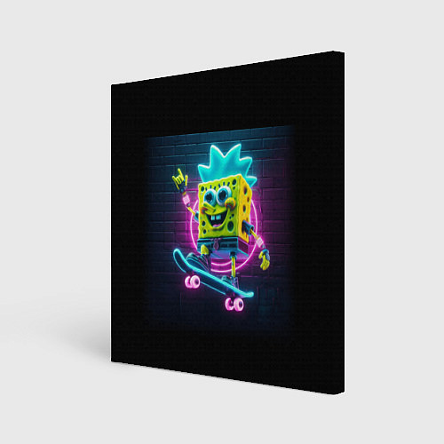 Картина квадратная Sponge Bob on a skateboard / 3D-принт – фото 1