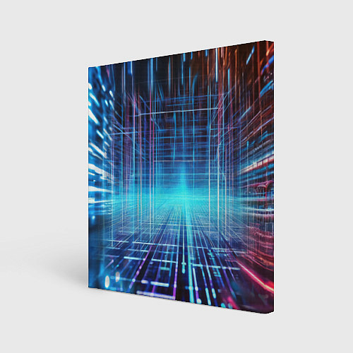 Картина квадратная Киберпанк неоновый коридор / 3D-принт – фото 1