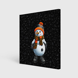 Картина квадратная Снеговик и снежинки