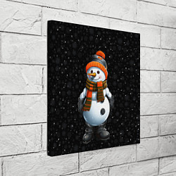 Холст квадратный Снеговик и снежинки, цвет: 3D-принт — фото 2