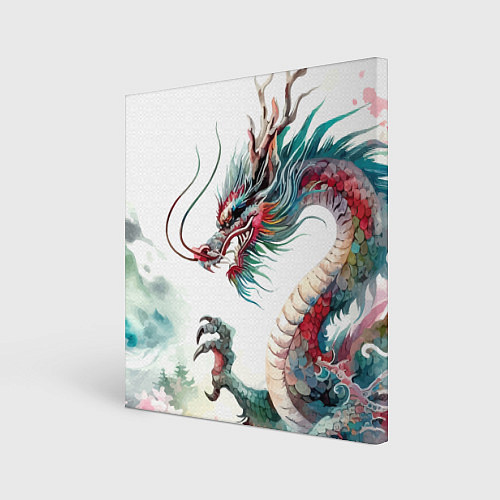 Картина квадратная Акварельный японский дракон / 3D-принт – фото 1